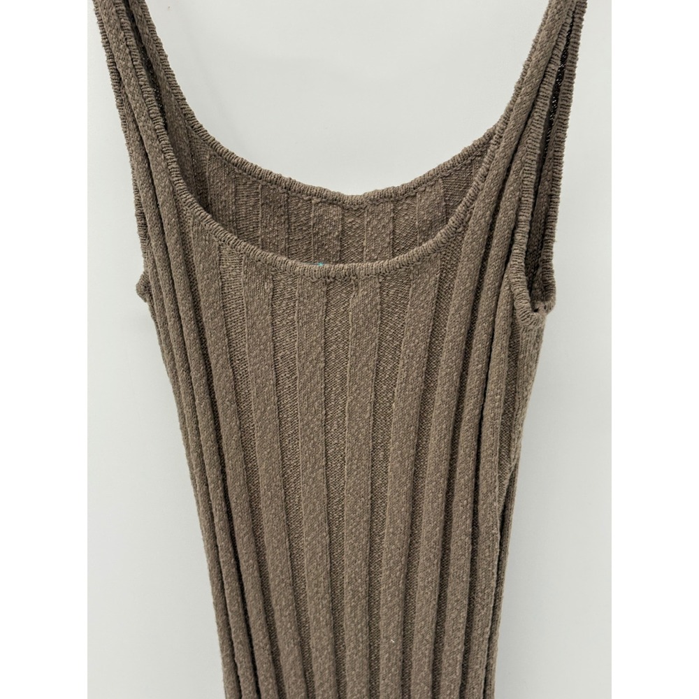 Free People Beach Slip Dress Midi Santos Ribbed Olive Stone Brown Women Medium - Picture 7 of 11